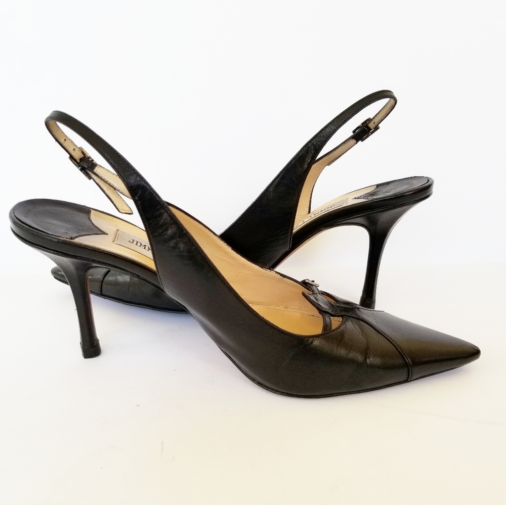 Jimmy Choo Black Leather Slingbacks…